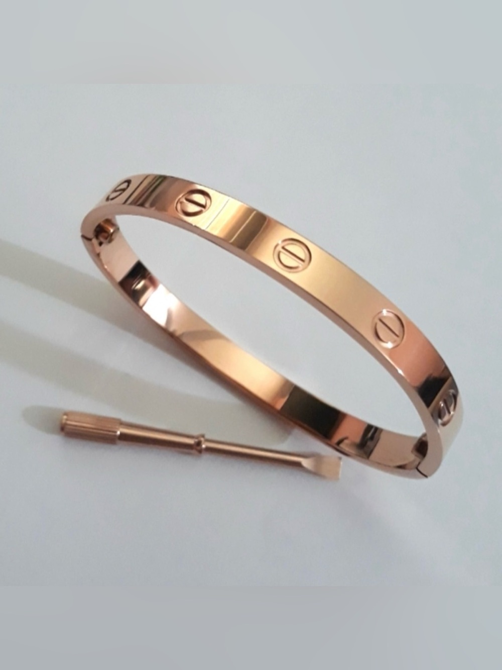 Generic Rose Gold Screw Cuff Bangle Bracelet with Screwdriver
